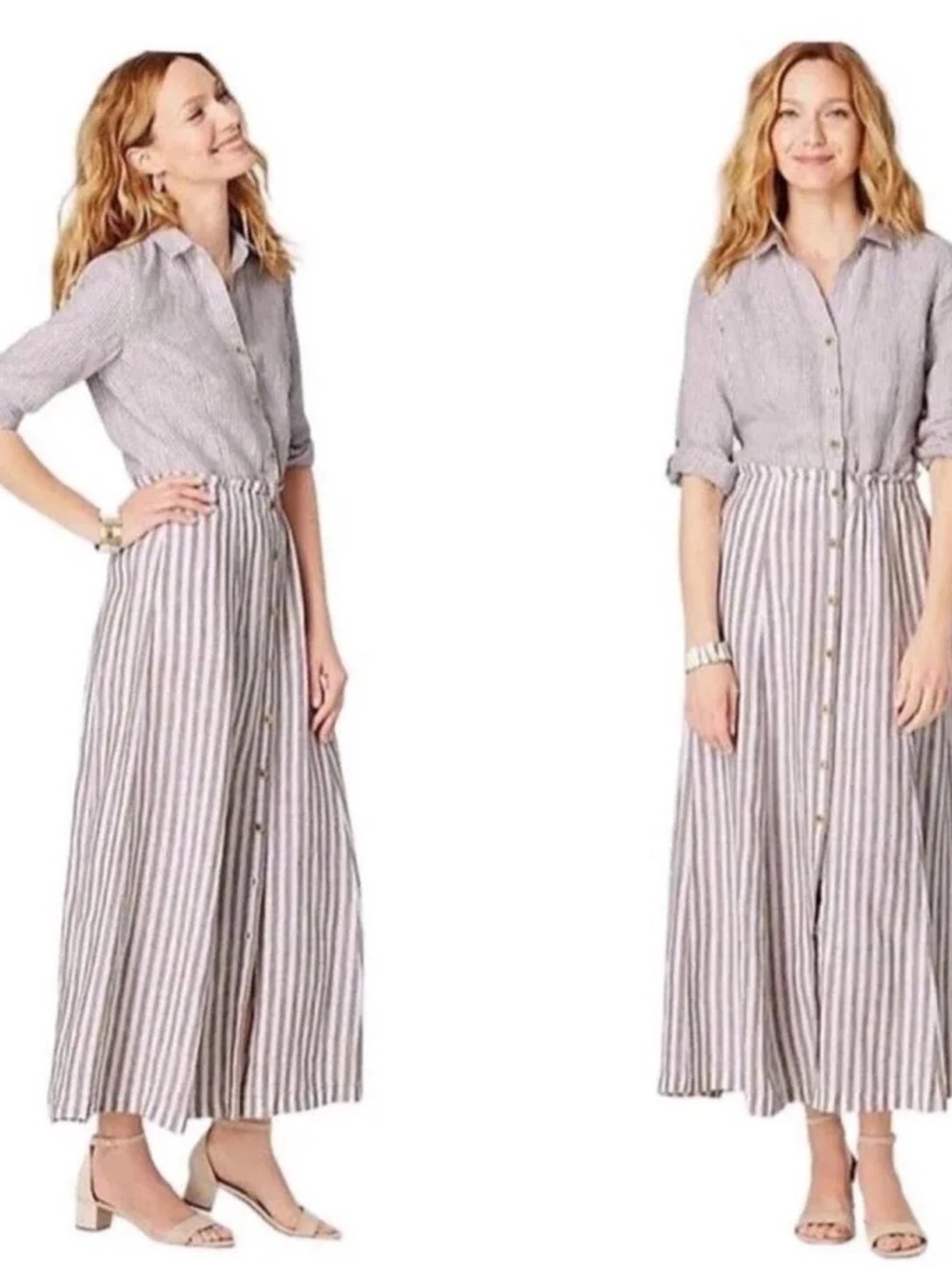 EUC J. Jill Striped Maxi Shirt Dress